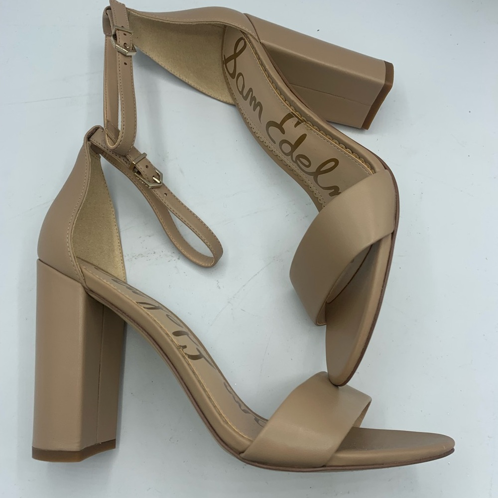 Sam Edelman Ankle Strap Yaro Block 4” dress Heel Sandal US 10M Soft Beige